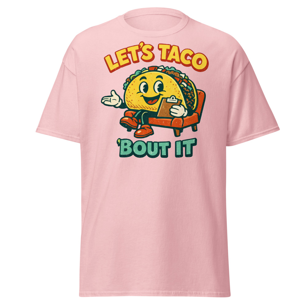 Funny Taco T-Shirt | Let's Taco Bout It Retro Pun Foodie Tee - Image 6