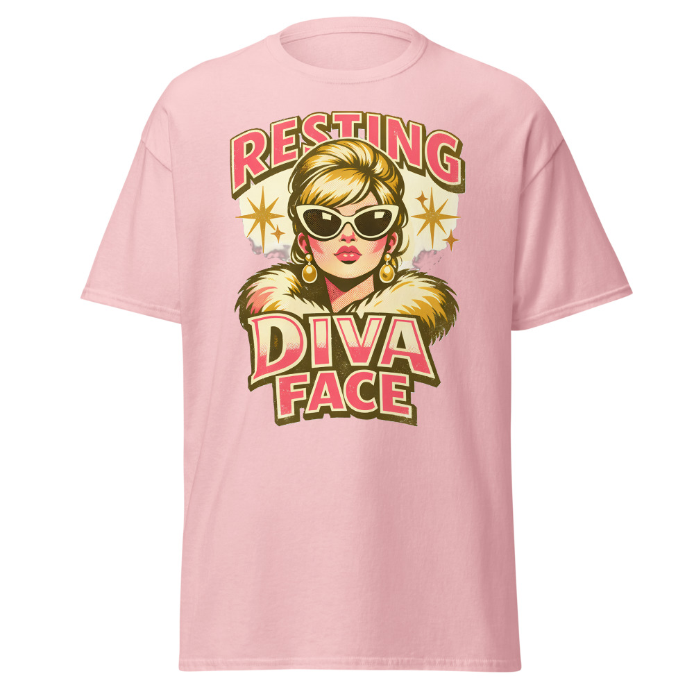 Funny Diva T-Shirt | Resting Diva Face Retro 60s Fashion Tee - Image 7