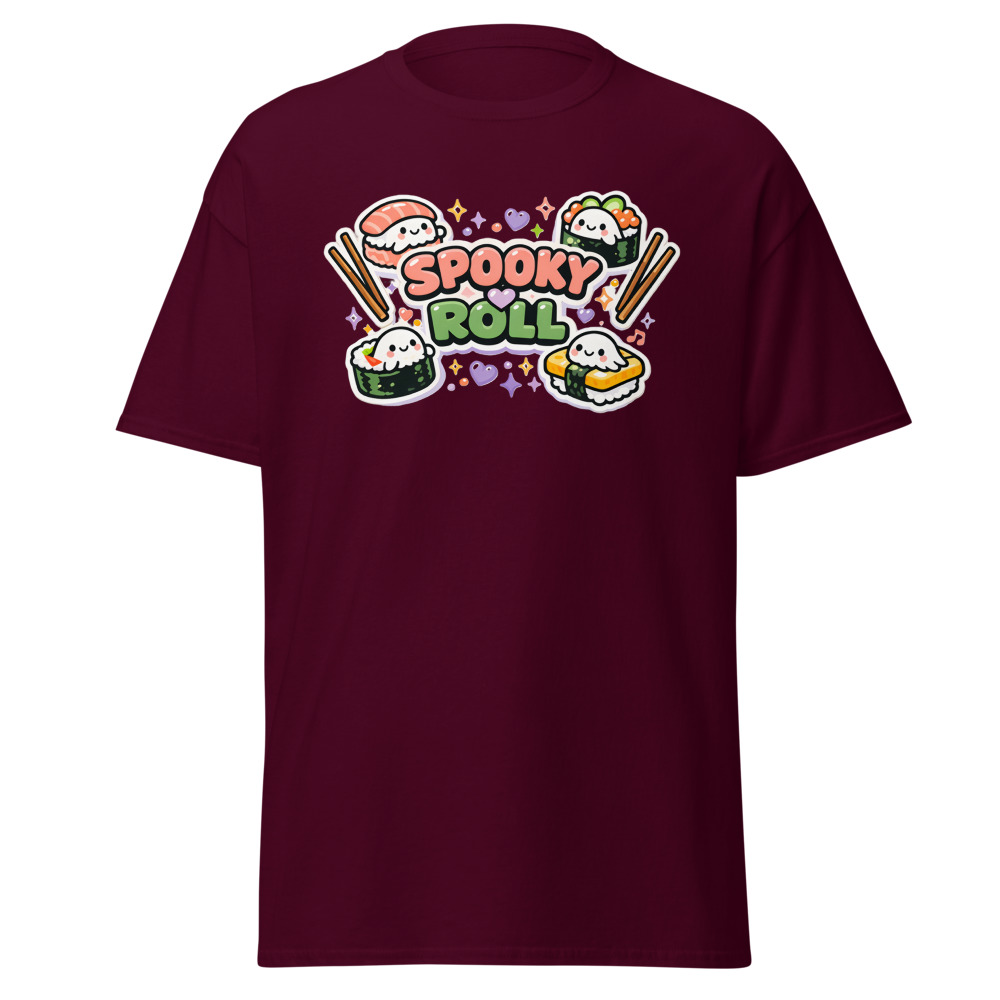 Kawaii Sushi Ghost T-Shirt | Spooky Roll Cute Halloween Foodie Tee - Image 7