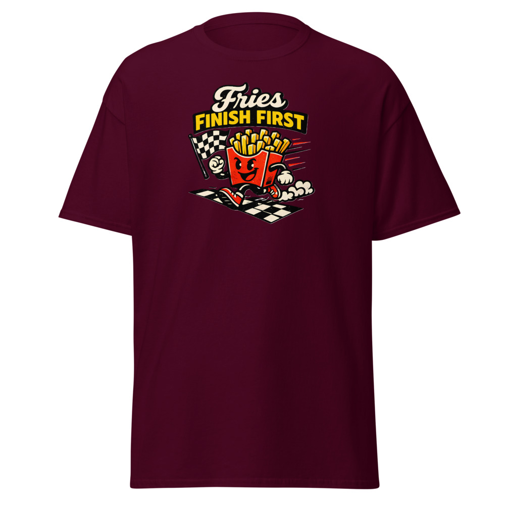 Funny French Fries T-Shirt | Fries Finish First Retro Racing Tee - Image 7