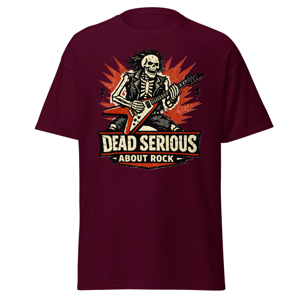 Skeleton Guitar T-Shirt | Dead Serious About Rock Vintage Style Tee - Image 8