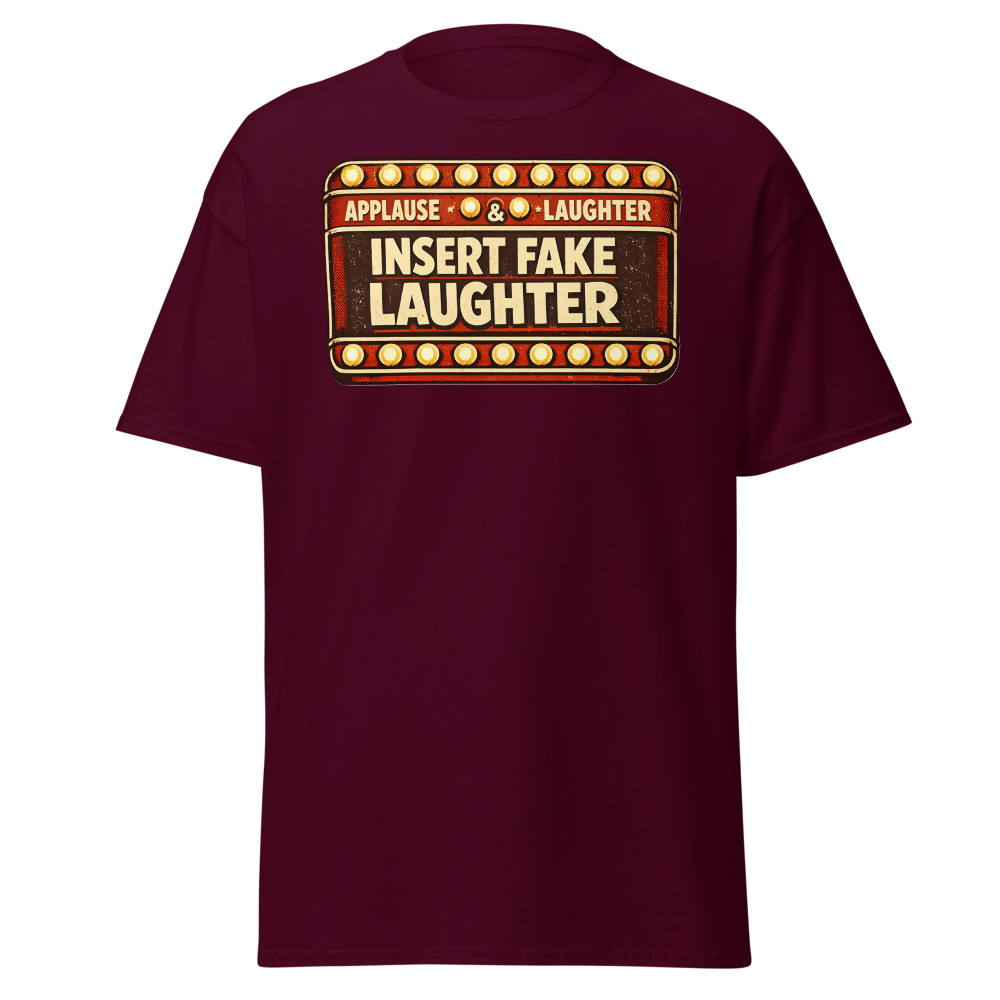 Sitcom Sign T-Shirt | Insert Fake Laughter Funny Retro TV Tee - Image 8
