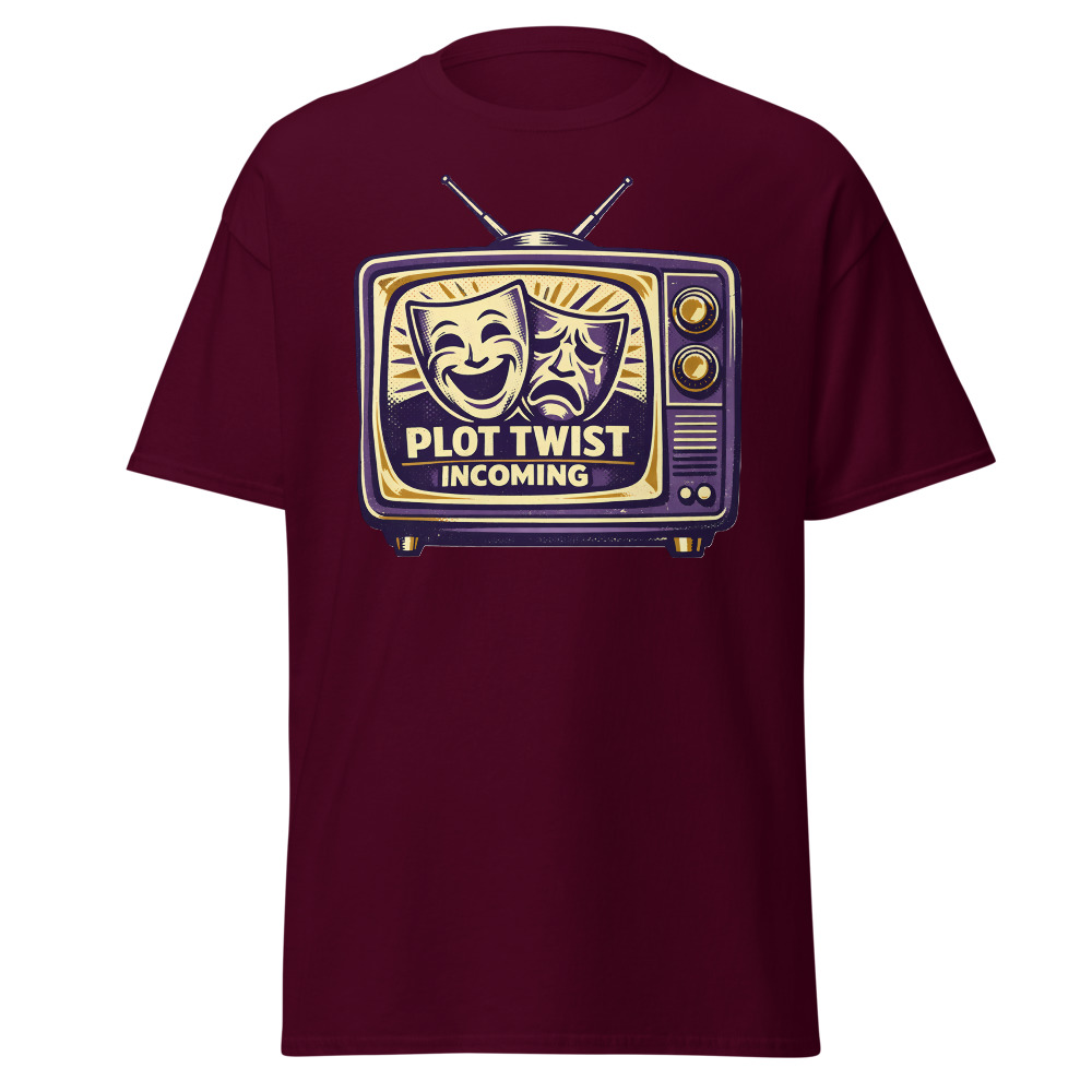 Retro TV Drama T-Shirt | Plot Twist Incoming Vintage Television Tee - Image 8