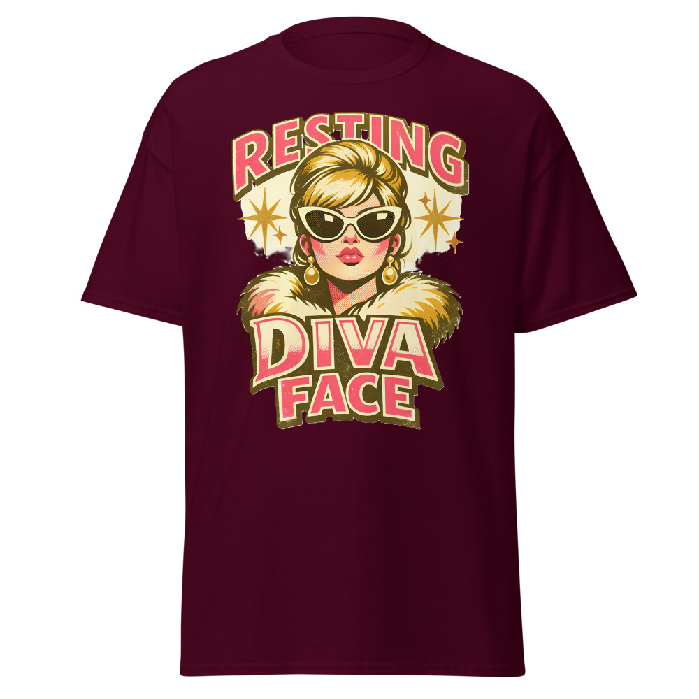 Funny Diva T-Shirt | Resting Diva Face Retro 60s Fashion Tee - Image 8