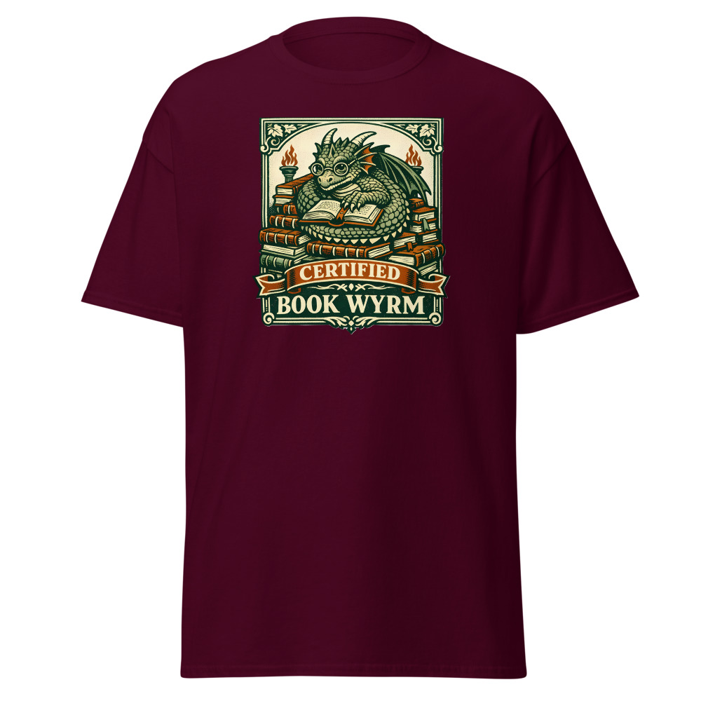 Funny Dragon T-Shirt | Certified Book Wyrm Vintage Library Tee - Image 8