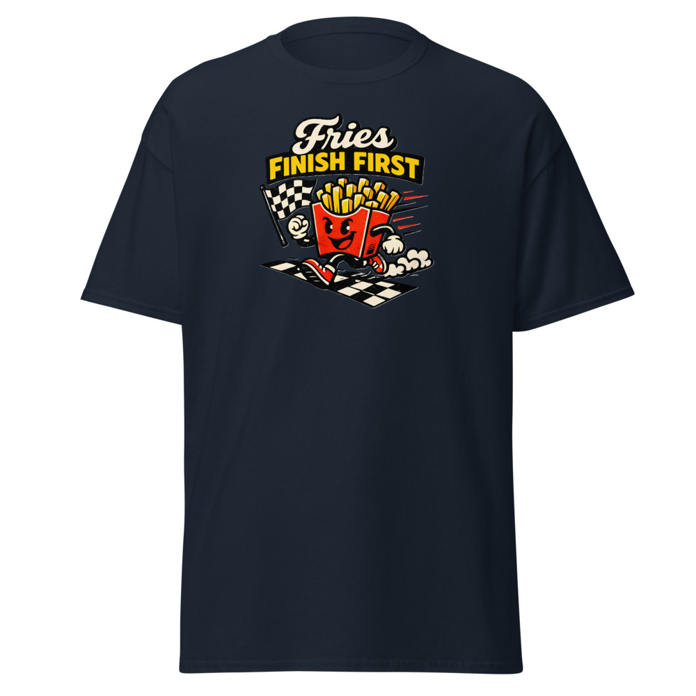 Funny French Fries T-Shirt | Fries Finish First Retro Racing Tee - Image 8
