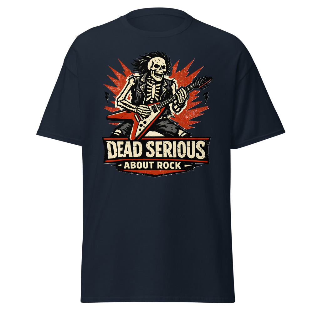 Skeleton Guitar T-Shirt | Dead Serious About Rock Vintage Style Tee - Image 9