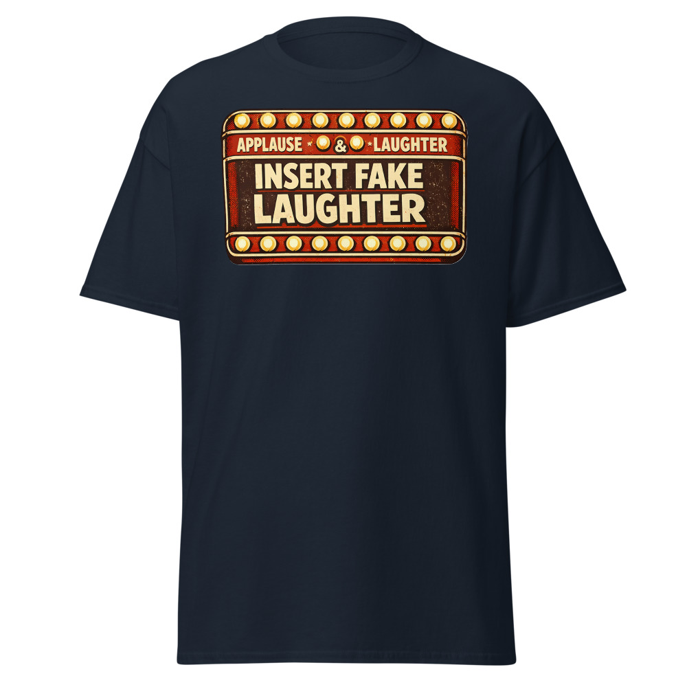 Sitcom Sign T-Shirt | Insert Fake Laughter Funny Retro TV Tee - Image 9