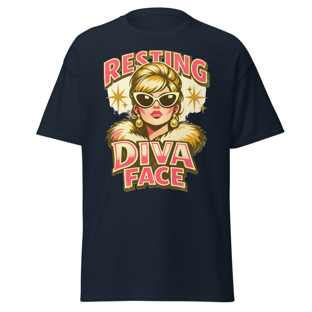 Funny Diva T-Shirt | Resting Diva Face Retro 60s Fashion Tee - Image 9