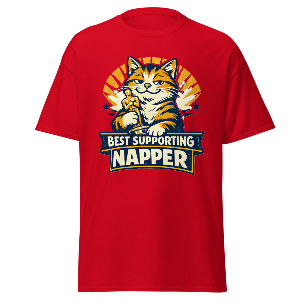 Funny Cat Trophy T-Shirt | Best Supporting Napper Retro Movie Award Tee - Image 9