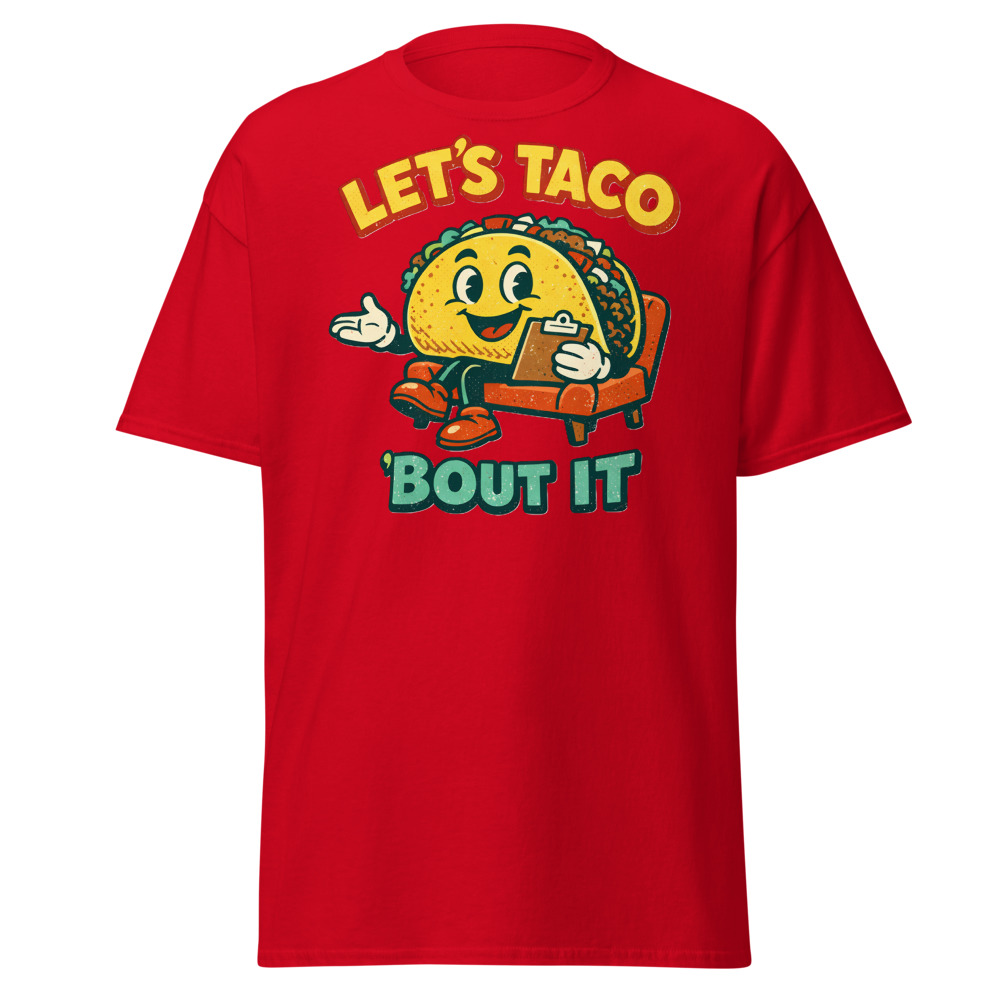 Funny Taco T-Shirt | Let's Taco Bout It Retro Pun Foodie Tee - Image 9