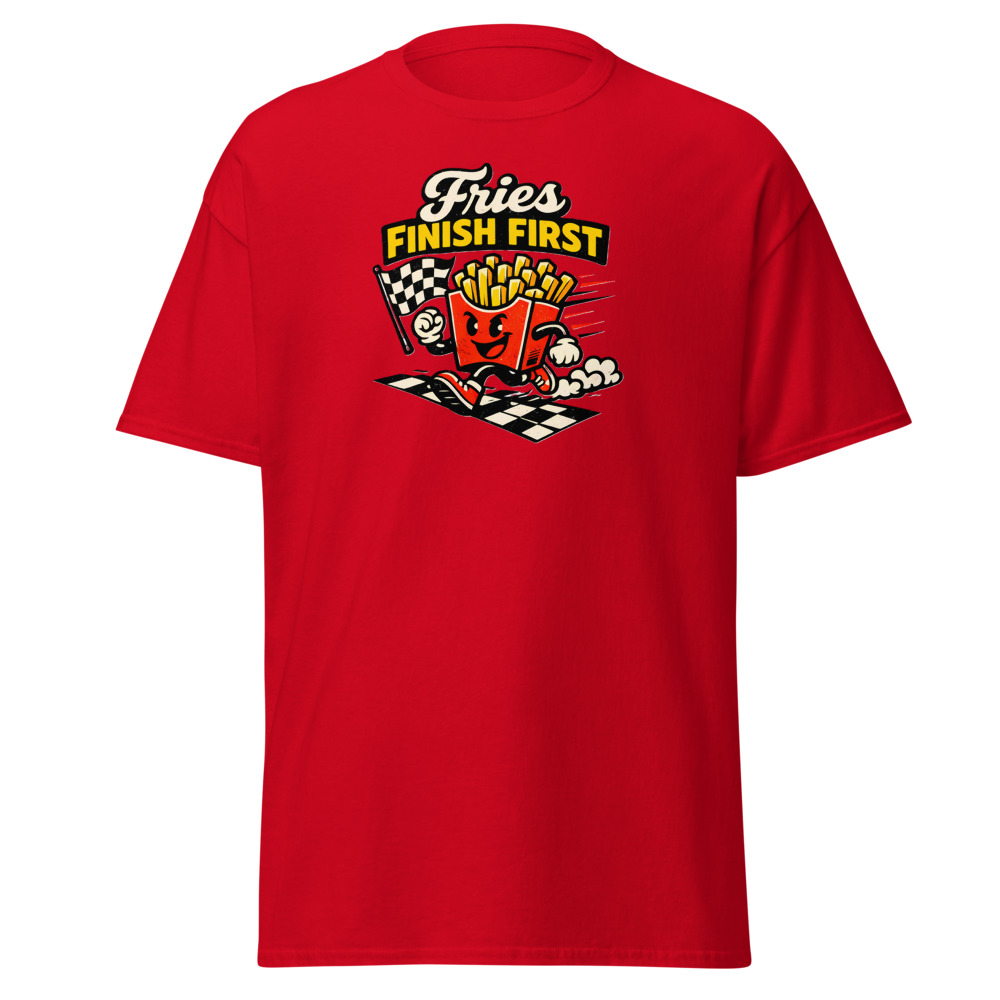 Funny French Fries T-Shirt | Fries Finish First Retro Racing Tee - Image 9