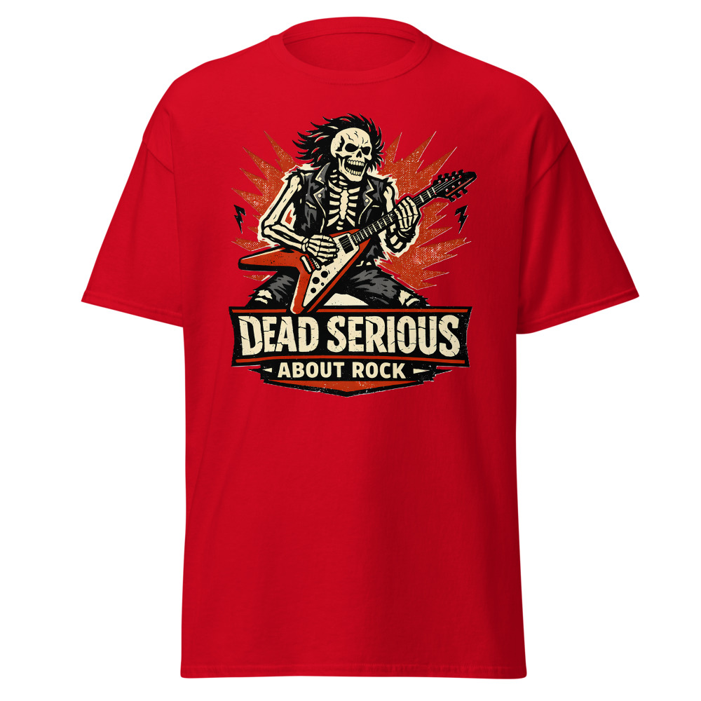 Skeleton Guitar T-Shirt | Dead Serious About Rock Vintage Style Tee - Image 10