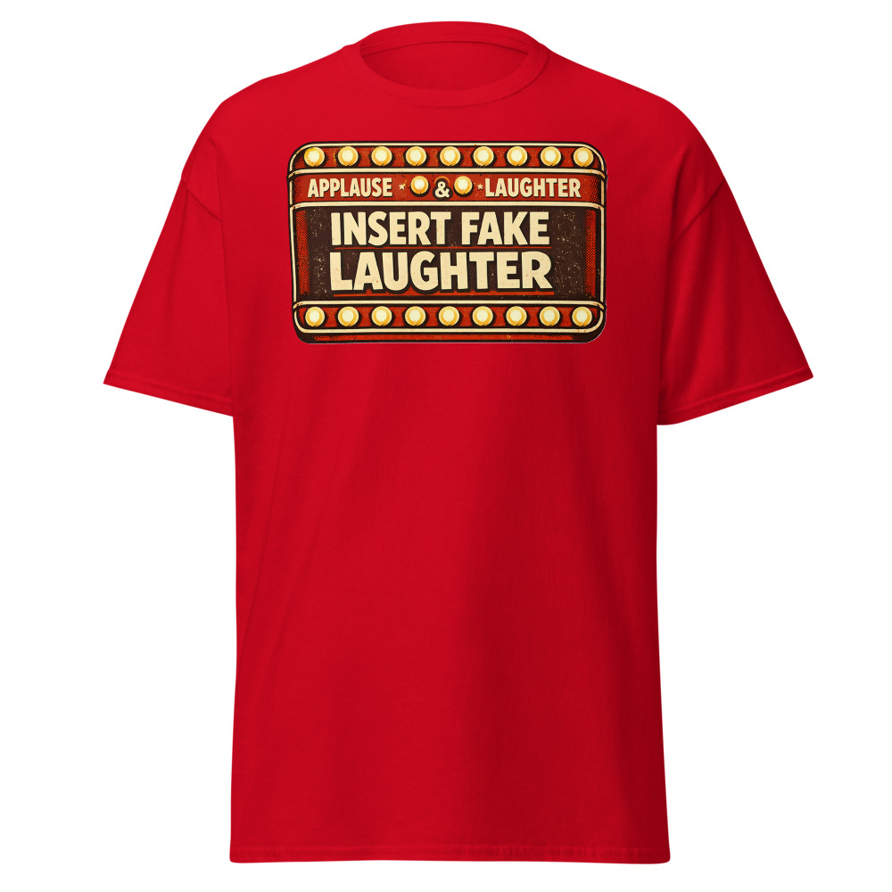 Sitcom Sign T-Shirt | Insert Fake Laughter Funny Retro TV Tee - Image 10