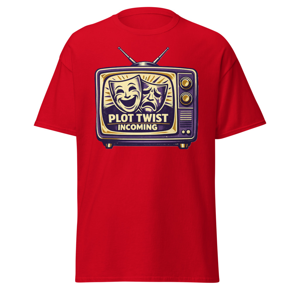 Retro TV Drama T-Shirt | Plot Twist Incoming Vintage Television Tee - Image 10