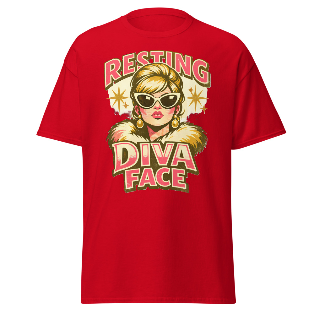 Funny Diva T-Shirt | Resting Diva Face Retro 60s Fashion Tee - Image 10