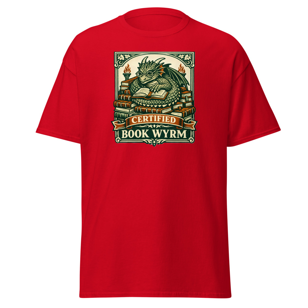 Funny Dragon T-Shirt | Certified Book Wyrm Vintage Library Tee - Image 10