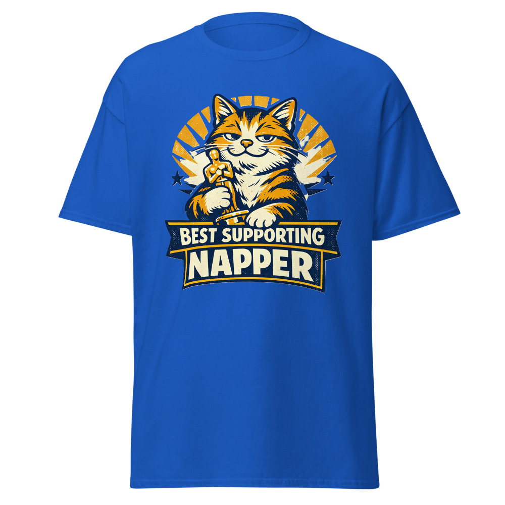 Funny Cat Trophy T-Shirt | Best Supporting Napper Retro Movie Award Tee - Image 10