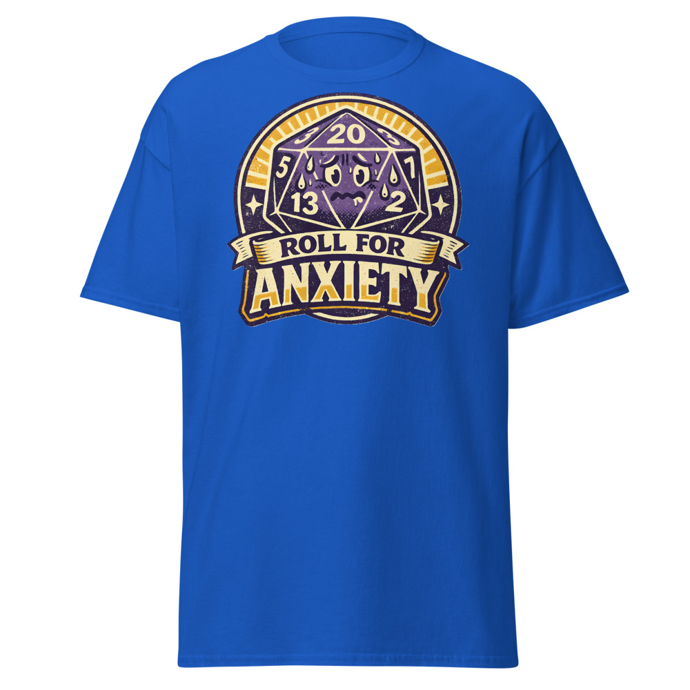 Funny D20 Dice T-Shirt | Roll for Anxiety Retro Tabletop Gamer Tee - Image 10