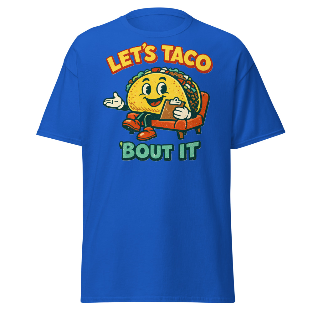 Funny Taco T-Shirt | Let's Taco Bout It Retro Pun Foodie Tee - Image 10