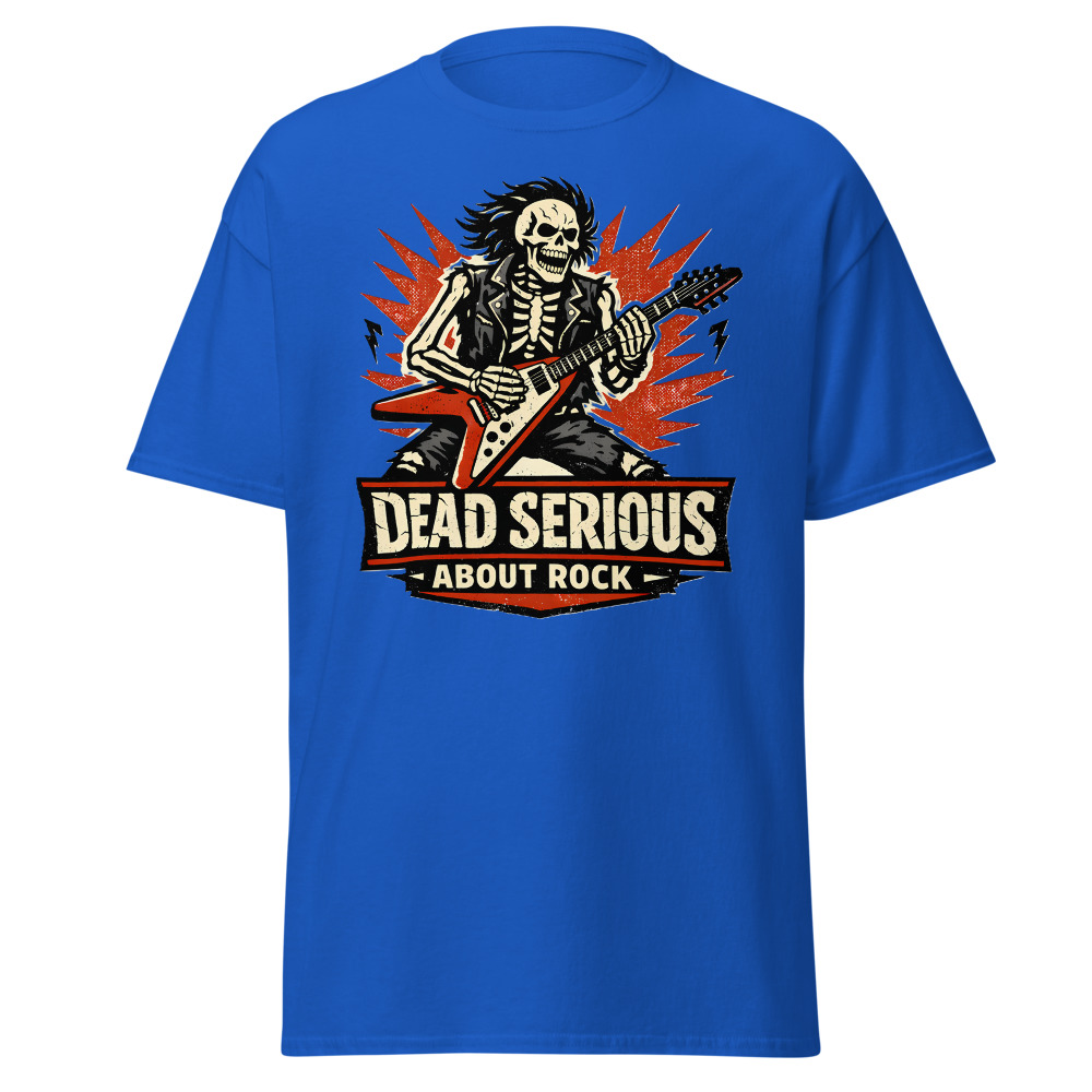 Skeleton Guitar T-Shirt | Dead Serious About Rock Vintage Style Tee - Image 11