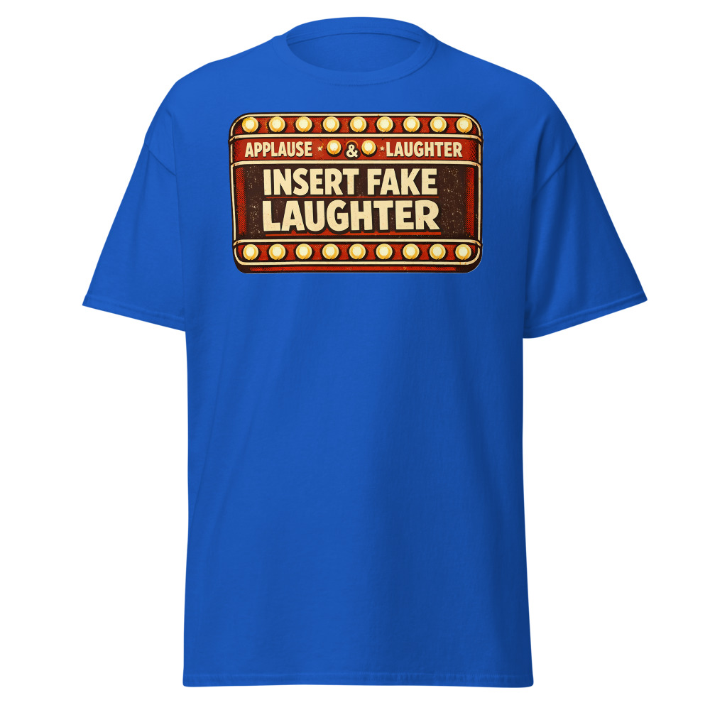 Sitcom Sign T-Shirt | Insert Fake Laughter Funny Retro TV Tee - Image 11