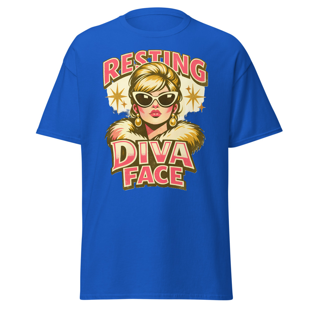 Funny Diva T-Shirt | Resting Diva Face Retro 60s Fashion Tee - Image 11