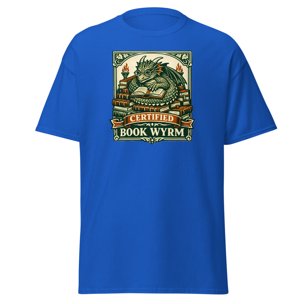 Funny Dragon T-Shirt | Certified Book Wyrm Vintage Library Tee - Image 11