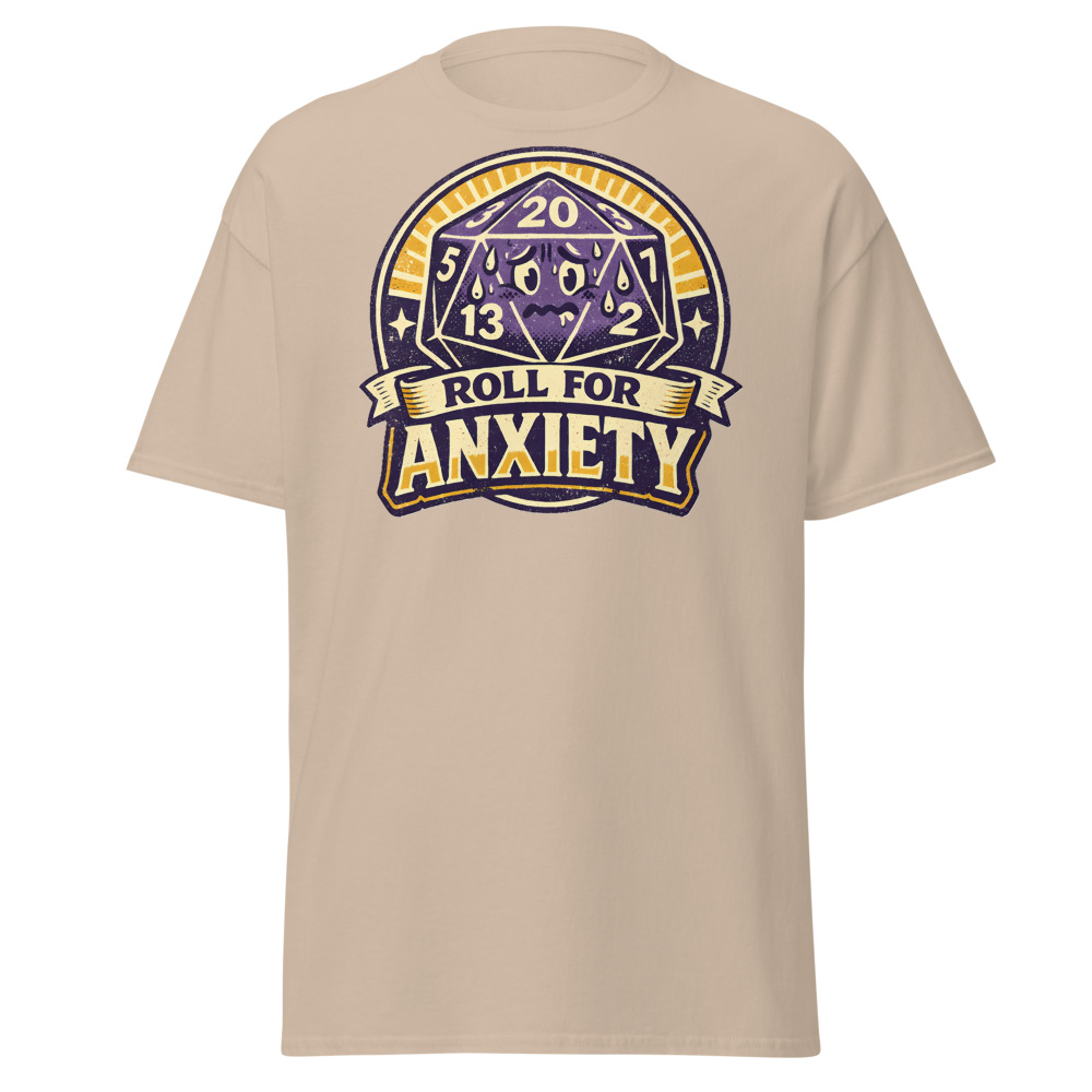Funny D20 Dice T-Shirt | Roll for Anxiety Retro Tabletop Gamer Tee - Image 11