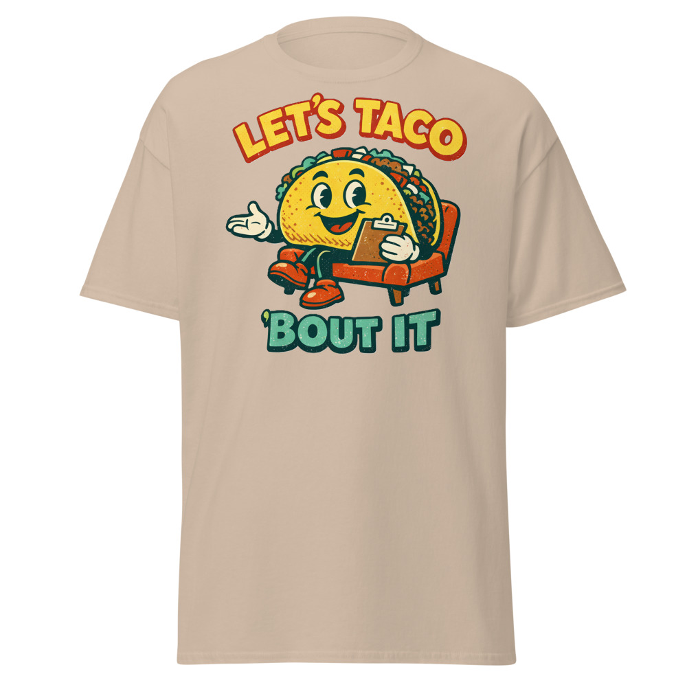 Funny Taco T-Shirt | Let's Taco Bout It Retro Pun Foodie Tee - Image 11