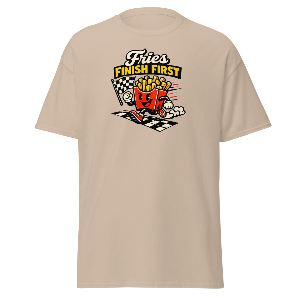Funny French Fries T-Shirt | Fries Finish First Retro Racing Tee - Image 11