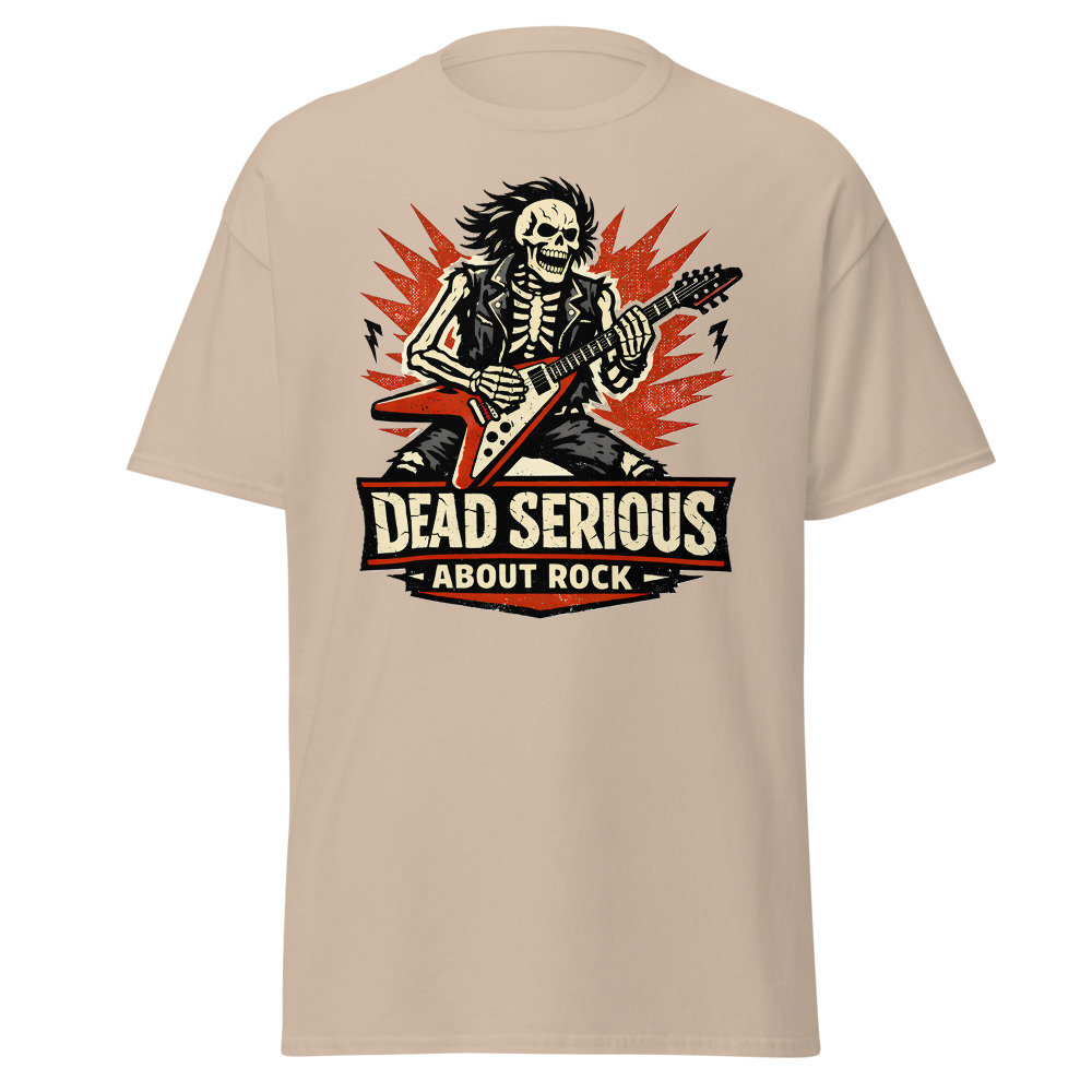 Skeleton Guitar T-Shirt | Dead Serious About Rock Vintage Style Tee - Image 12