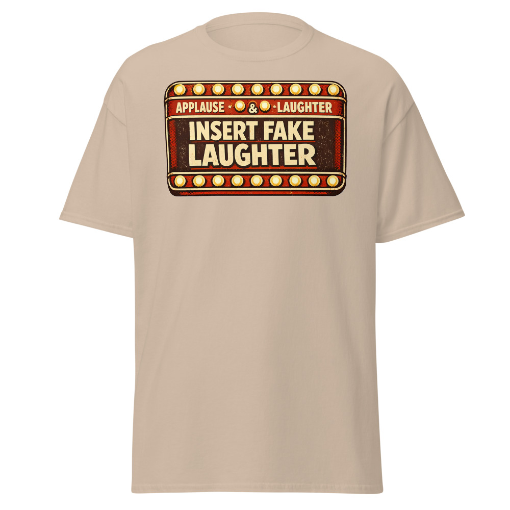 Sitcom Sign T-Shirt | Insert Fake Laughter Funny Retro TV Tee - Image 12