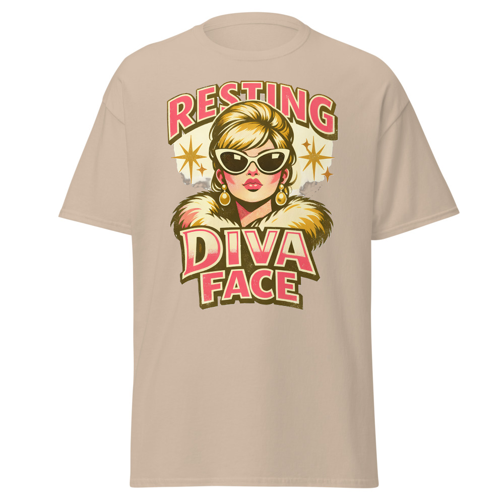 Funny Diva T-Shirt | Resting Diva Face Retro 60s Fashion Tee - Image 12