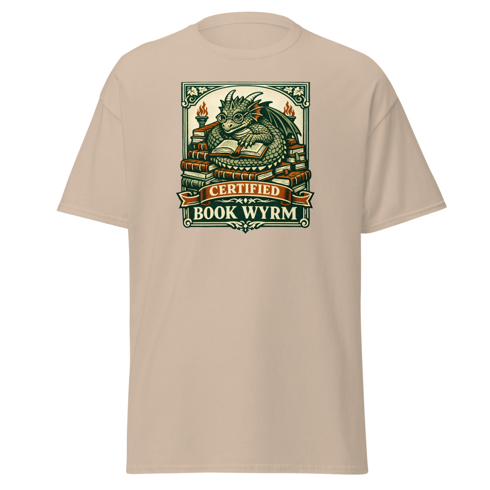 Funny Dragon T-Shirt | Certified Book Wyrm Vintage Library Tee - Image 12