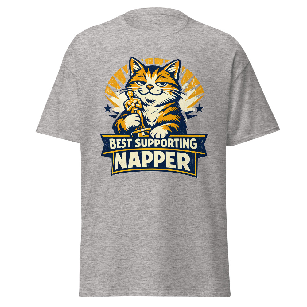 Funny Cat Trophy T-Shirt | Best Supporting Napper Retro Movie Award Tee - Image 12