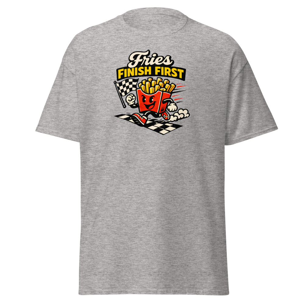 Funny French Fries T-Shirt | Fries Finish First Retro Racing Tee - Image 12