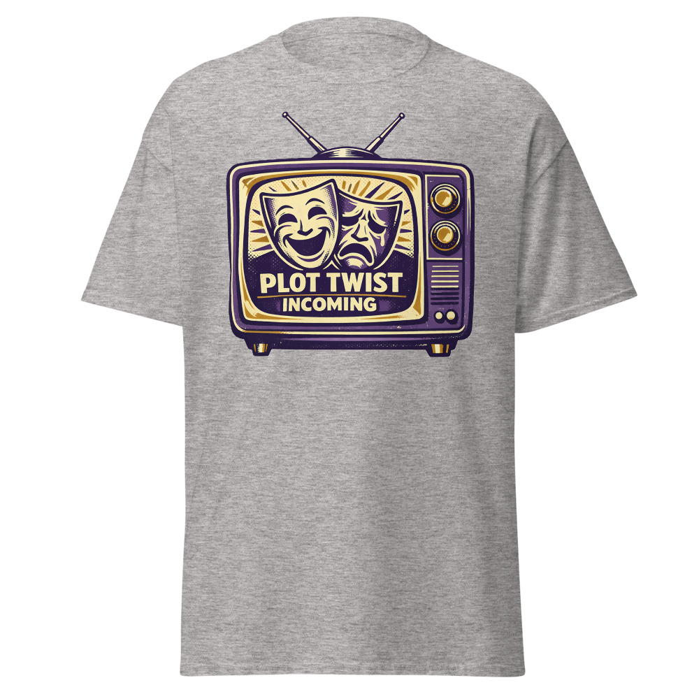 Retro TV Drama T-Shirt | Plot Twist Incoming Vintage Television Tee - Image 13