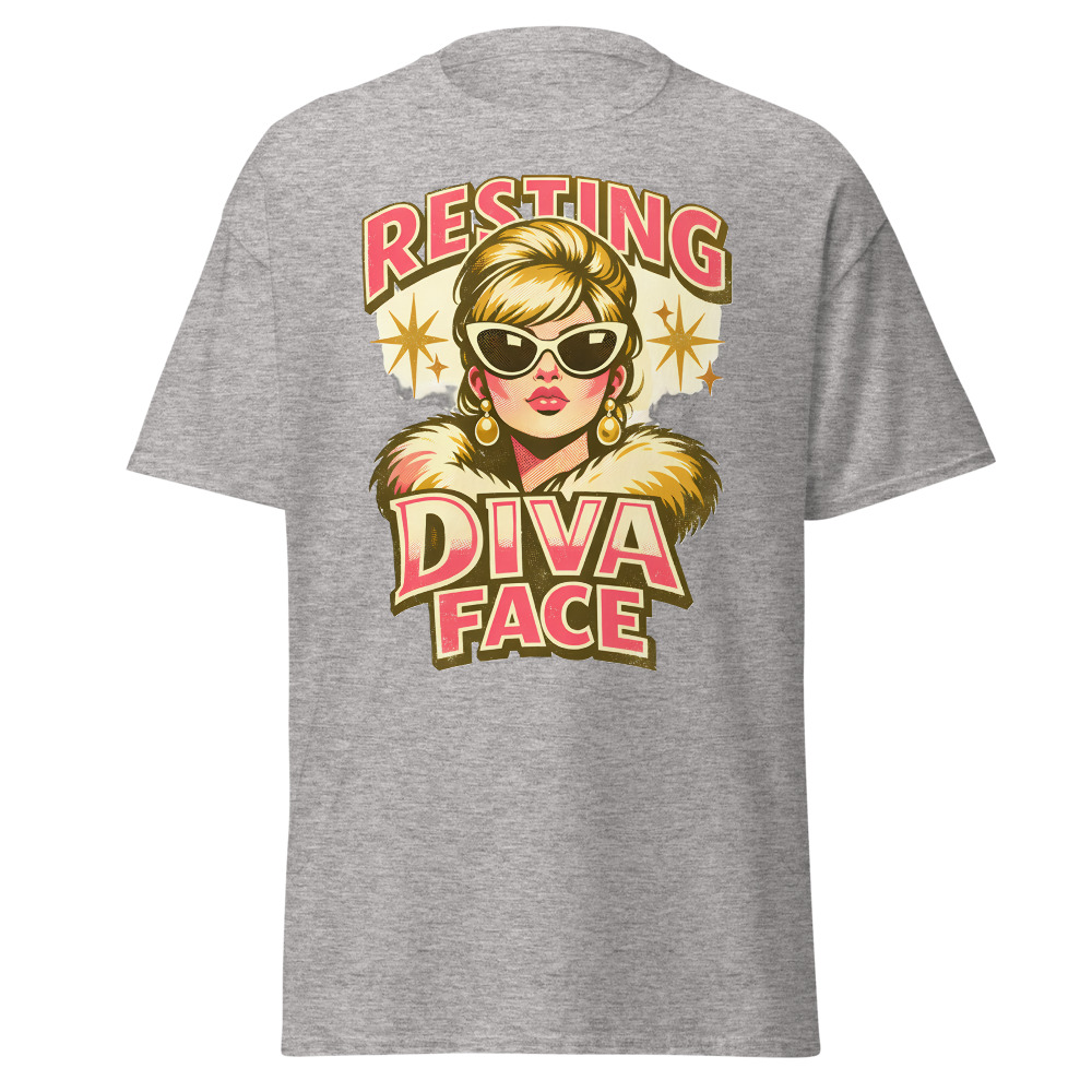 Funny Diva T-Shirt | Resting Diva Face Retro 60s Fashion Tee - Image 13