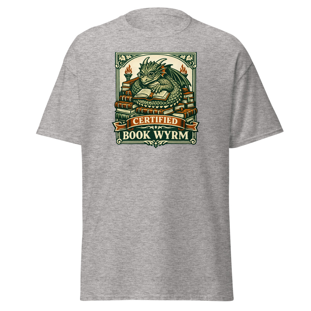 Funny Dragon T-Shirt | Certified Book Wyrm Vintage Library Tee - Image 13