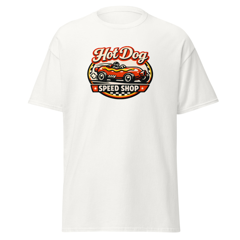 Funny Hot Dog T-Shirt | Speed Shop Vintage Hot Rod Racing Tee - Image 13