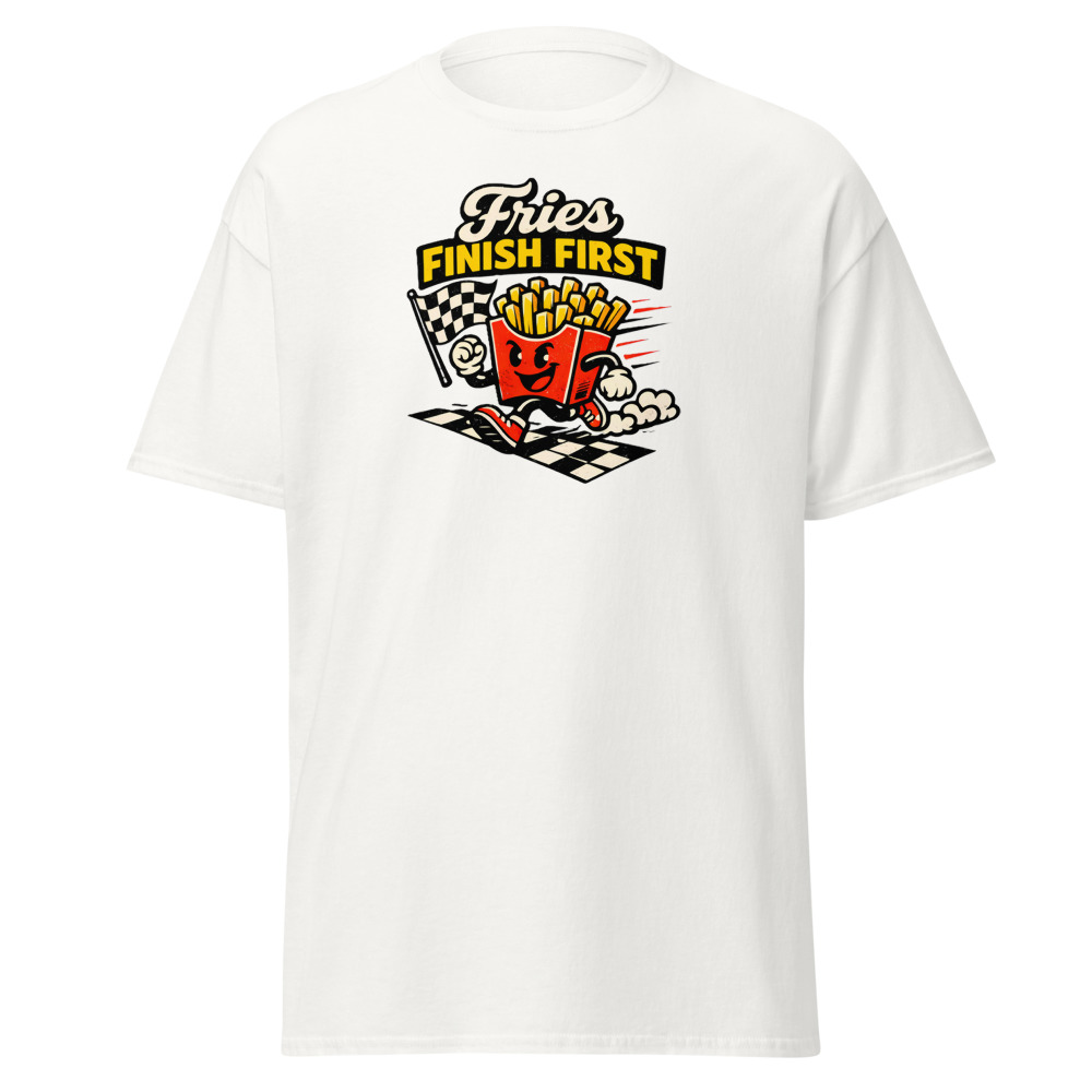 Funny French Fries T-Shirt | Fries Finish First Retro Racing Tee - Image 13