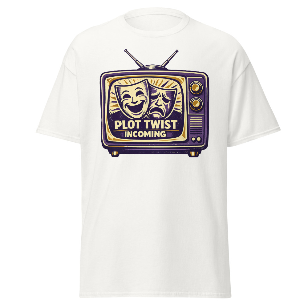 Retro TV Drama T-Shirt | Plot Twist Incoming Vintage Television Tee - Image 2