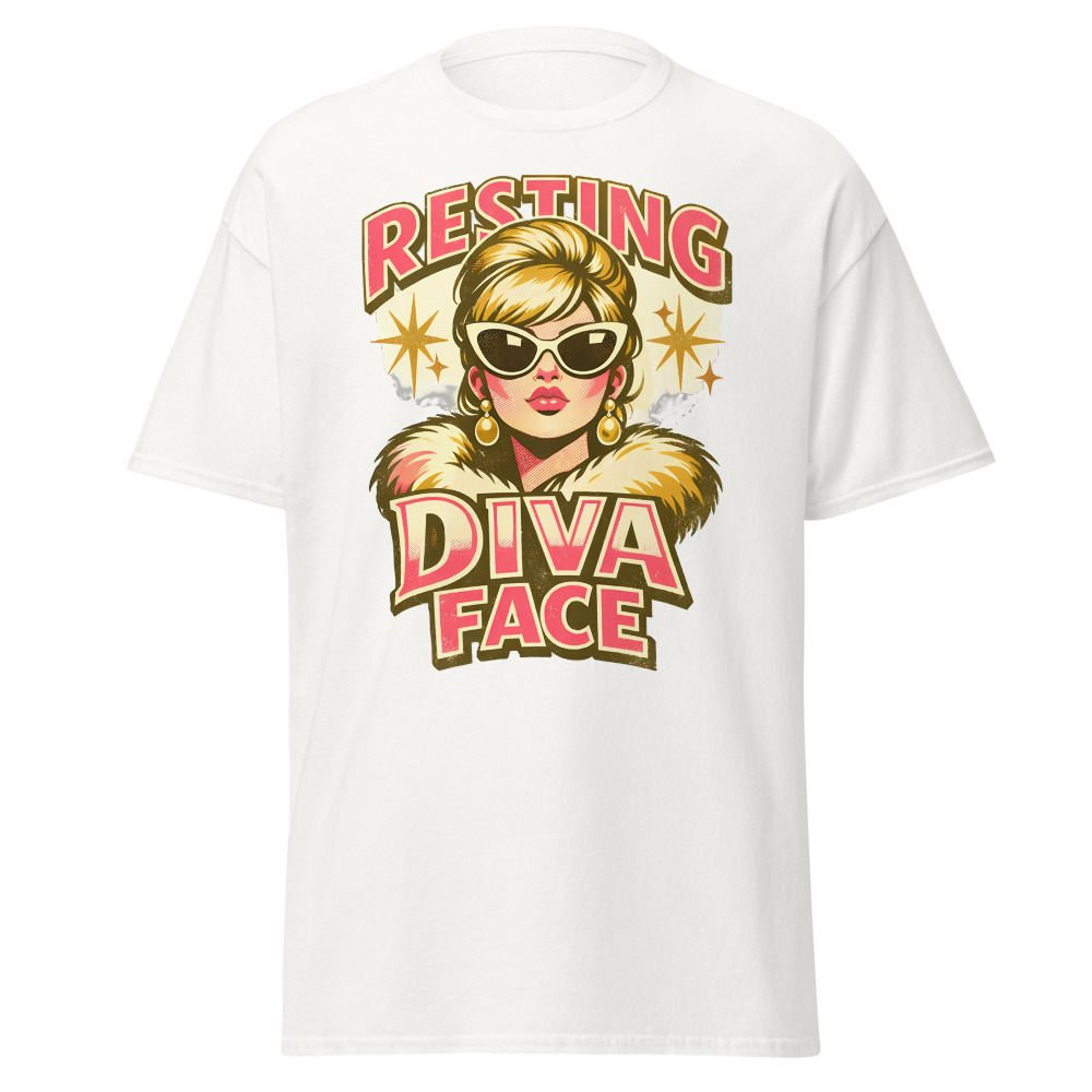 Funny Diva T-Shirt | Resting Diva Face Retro 60s Fashion Tee - Image 2