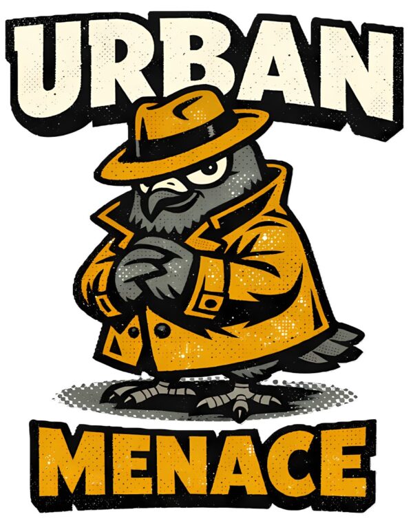 Funny Pigeon T-Shirt | Urban Menace Retro Noir Bird Tee
