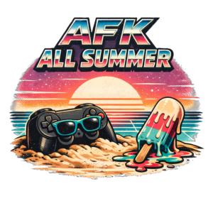 Funny Gamer T-Shirt | AFK All Summer Retro Synthwave Gaming Tee