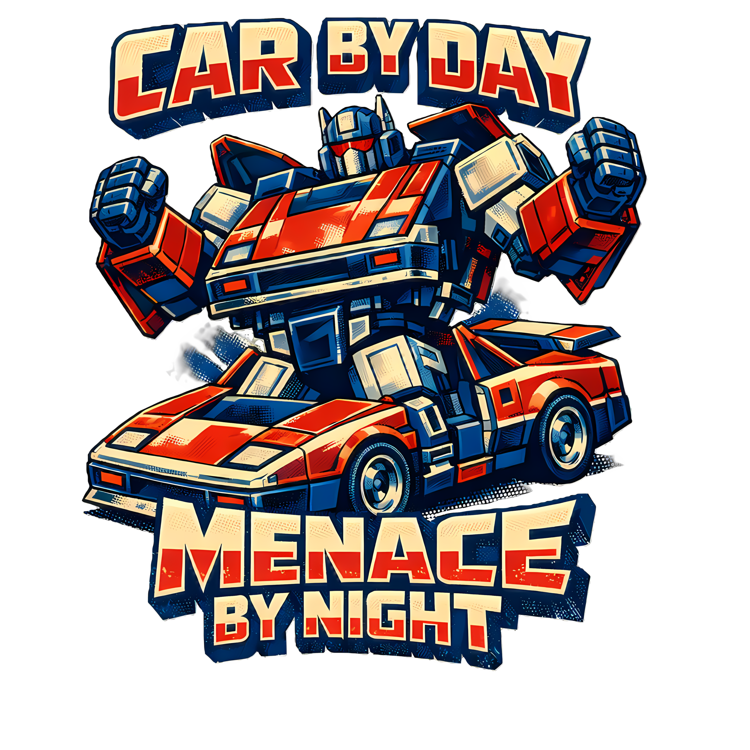Retro Robot Toy T-Shirt | Car by Day Menace by Night 80s Sci-Fi Tee