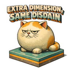 3D Cat T-Shirt | Extra Dimension Same Disdain Isometric Art Tee
