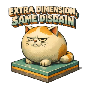 3D Cat T-Shirt | Extra Dimension Same Disdain Isometric Art Tee
