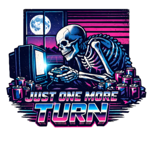 Funny Gamer T-Shirt | Just One More Turn Retro Synthwave Gaming Tee
